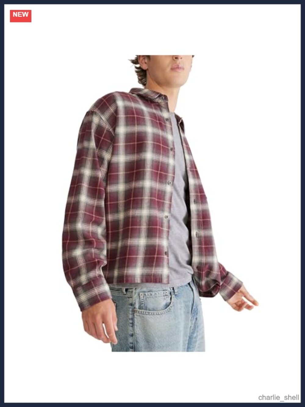 Men's Western Plaid Flannel Shirt Boxy Fit Long Sleeve
